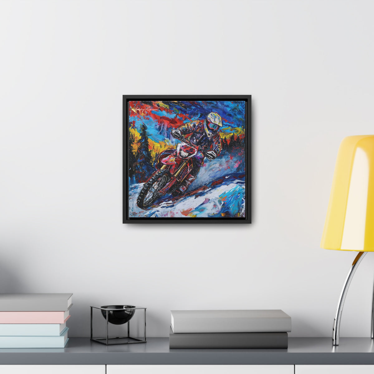 Snowy Velocity: Motorcycle in Full Color