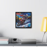 Snowy Velocity: Motorcycle in Full Color