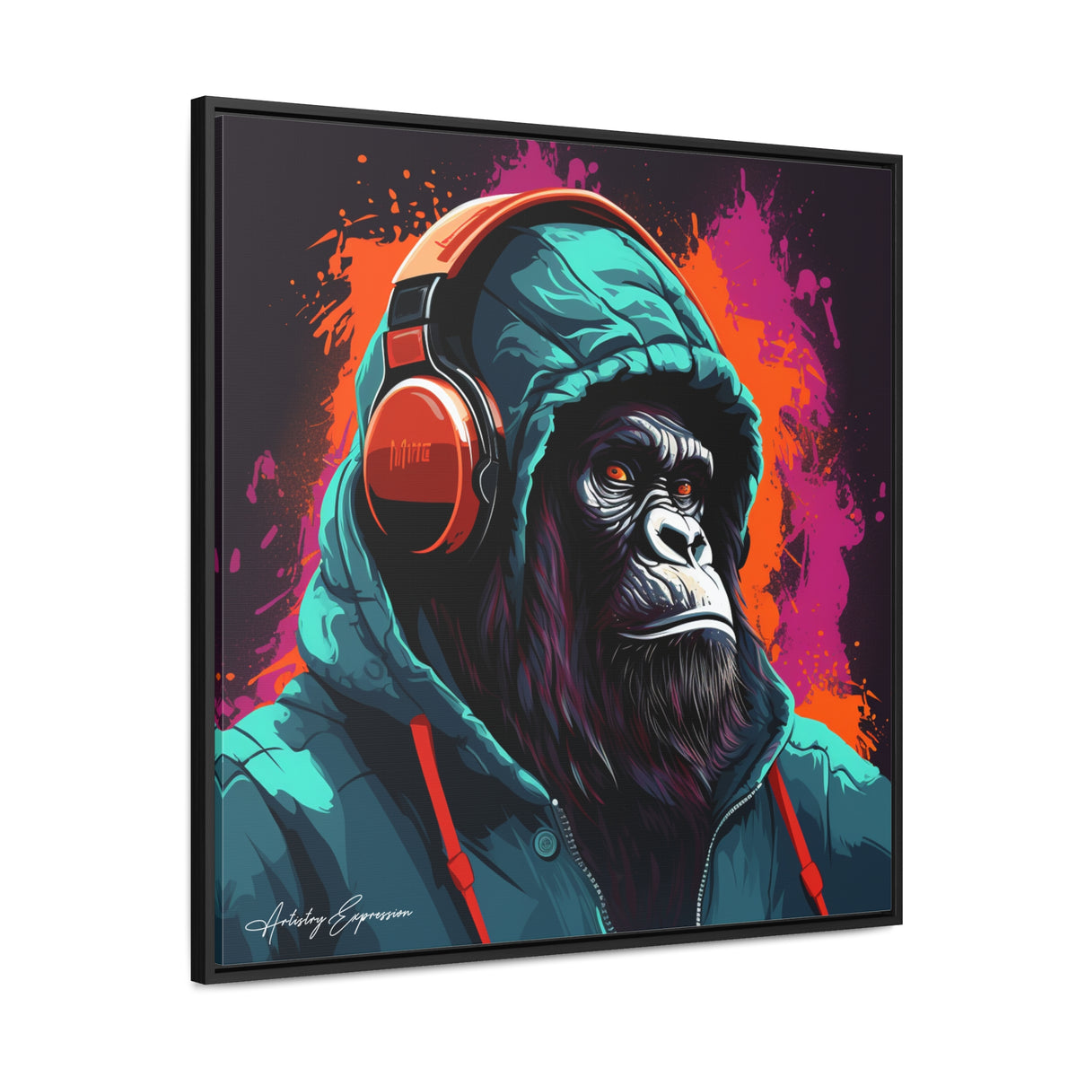 Graffiti Groove: Hooded Gorilla Jamming with Headphones