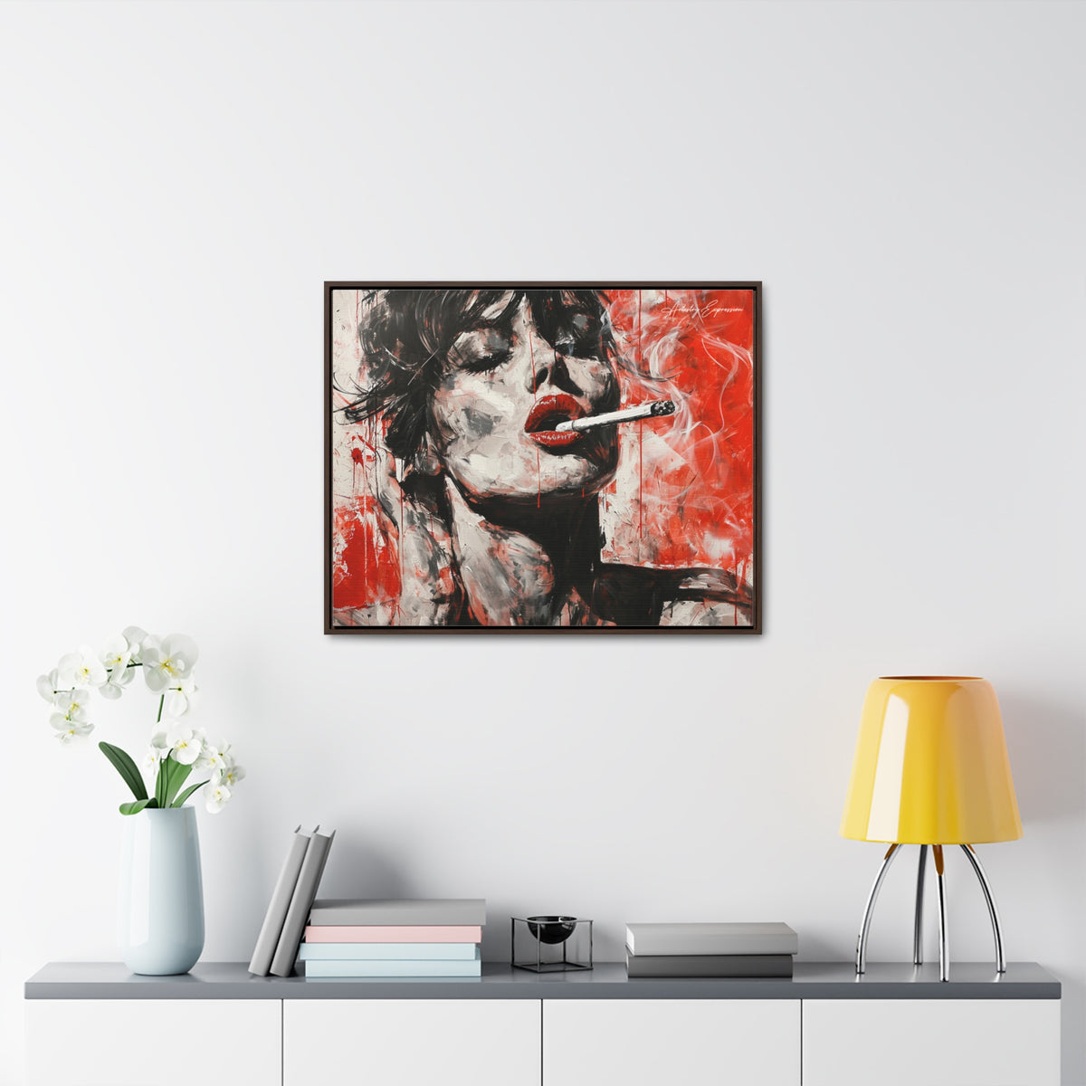 Crimson Charm: Beauty in Smoke