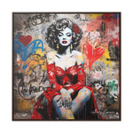 Graffiti Couture: Red-Dressed Lady in Urban Scene