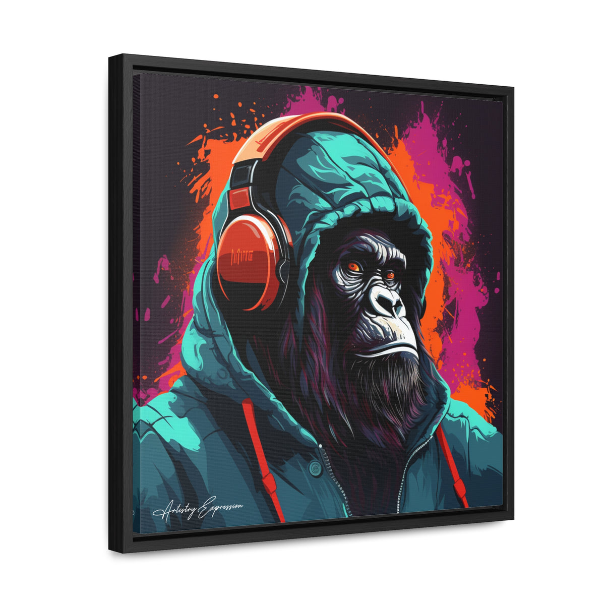 Graffiti Groove: Hooded Gorilla Jamming with Headphones