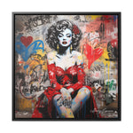 Graffiti Couture: Red-Dressed Lady in Urban Scene