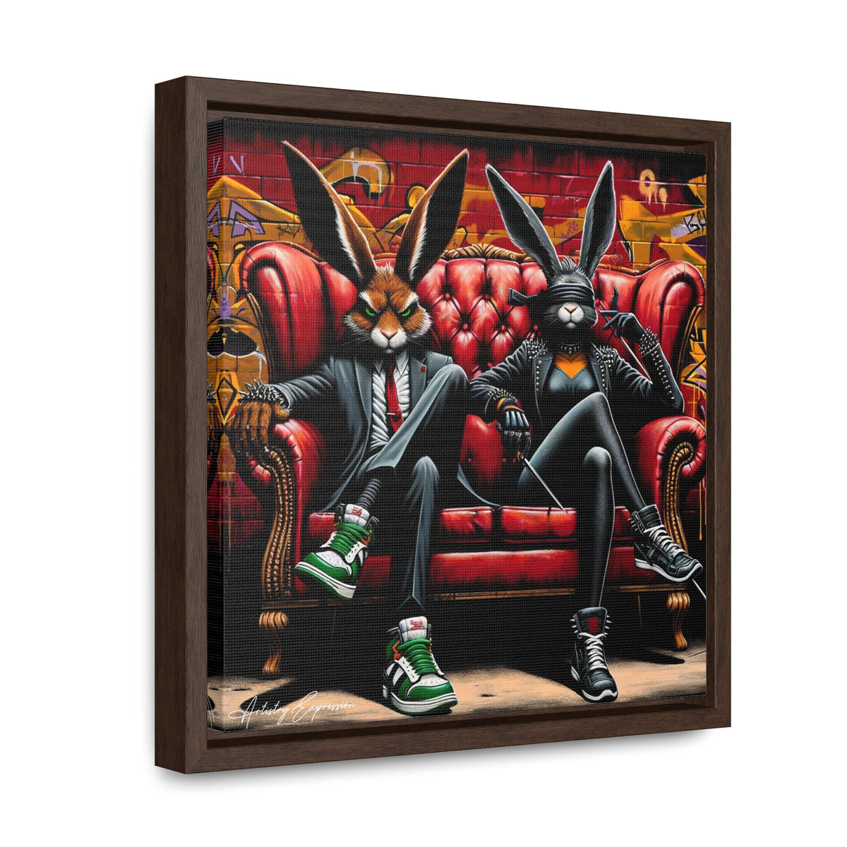 Bunny Street Style: Graffiti Mural of Urban Sophistication
