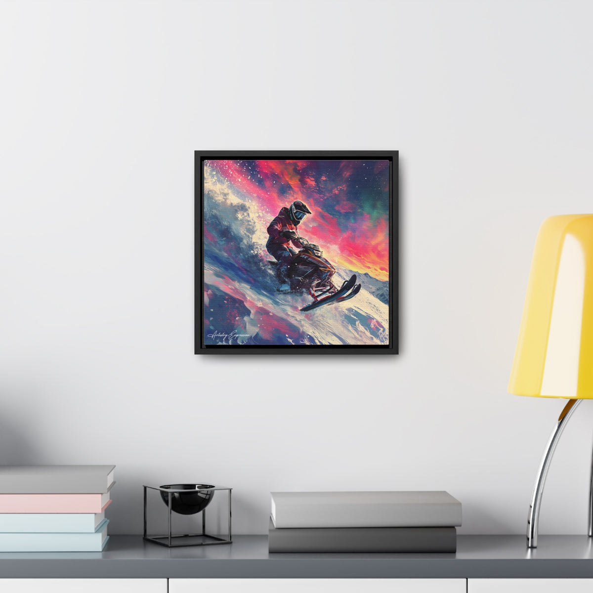 Snowscape Sprint: Snowmobile Dash in Color