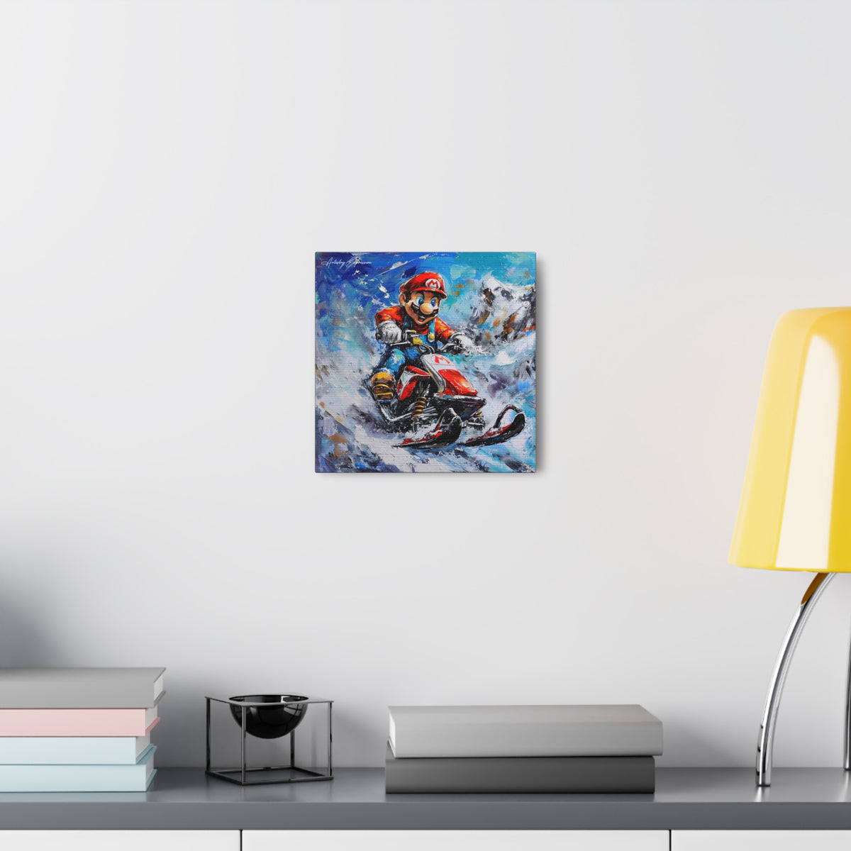 Colorful Blizzard Dash: Mario's Speedy Snowmobile