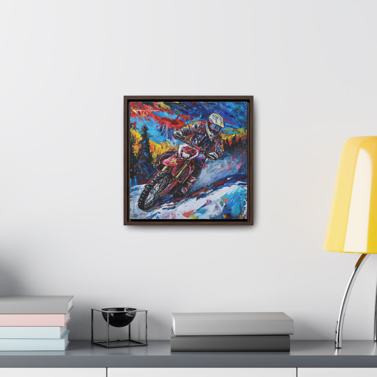 Snowy Velocity: Motorcycle in Full Color