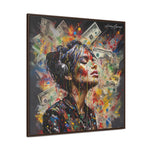Urban Beats: Graffiti Canvas Featuring Girl with Music and Money