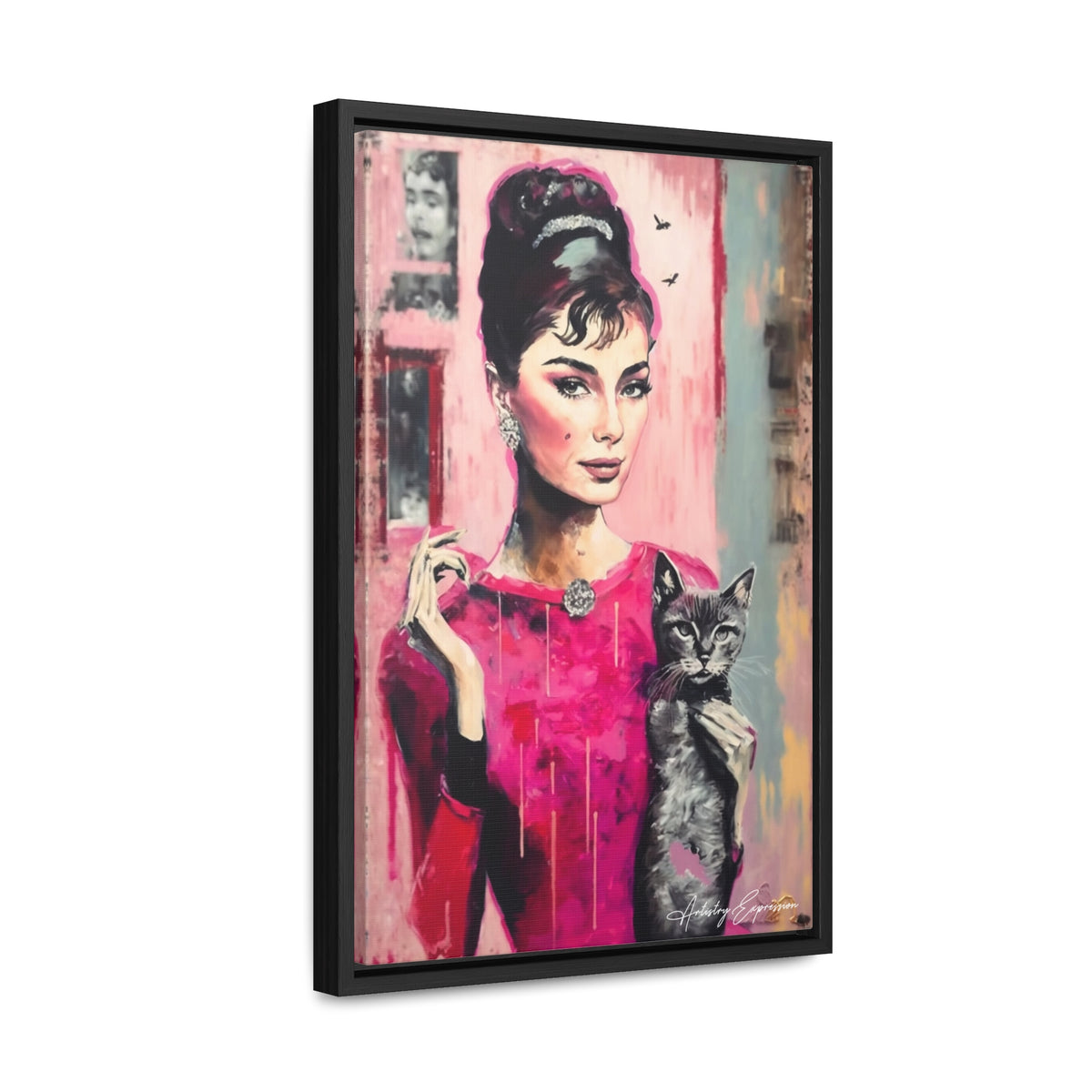 Chic Companionship: Audrey Hepburn's Portrait with a Cat