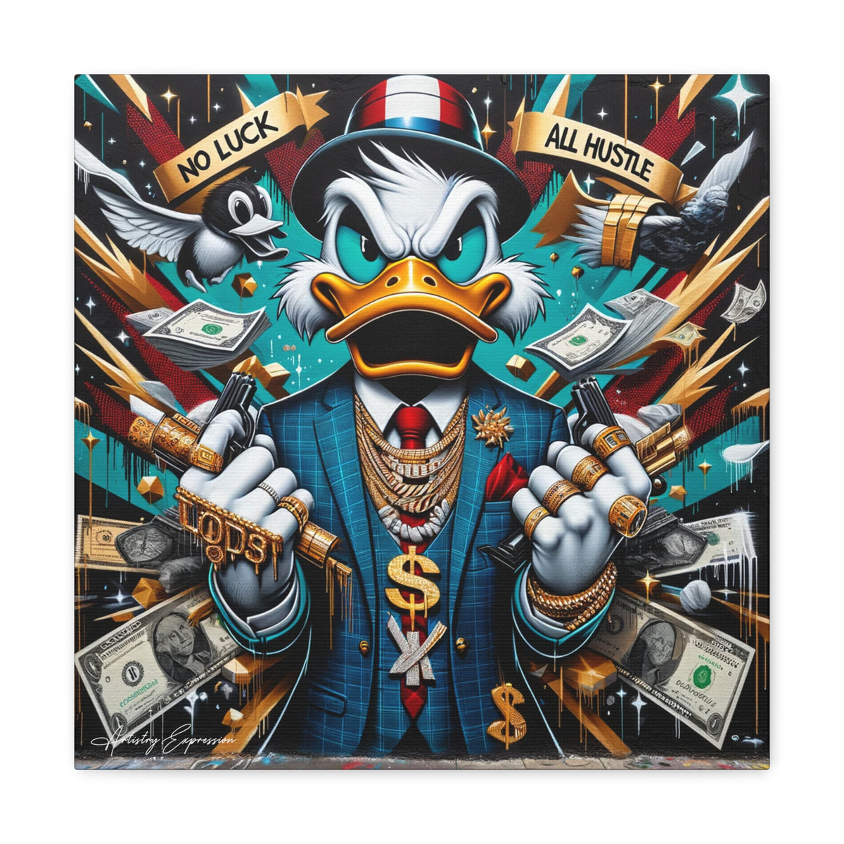 Graffiti Rebellion: Urban Canvas with Gangsta Donald Duck