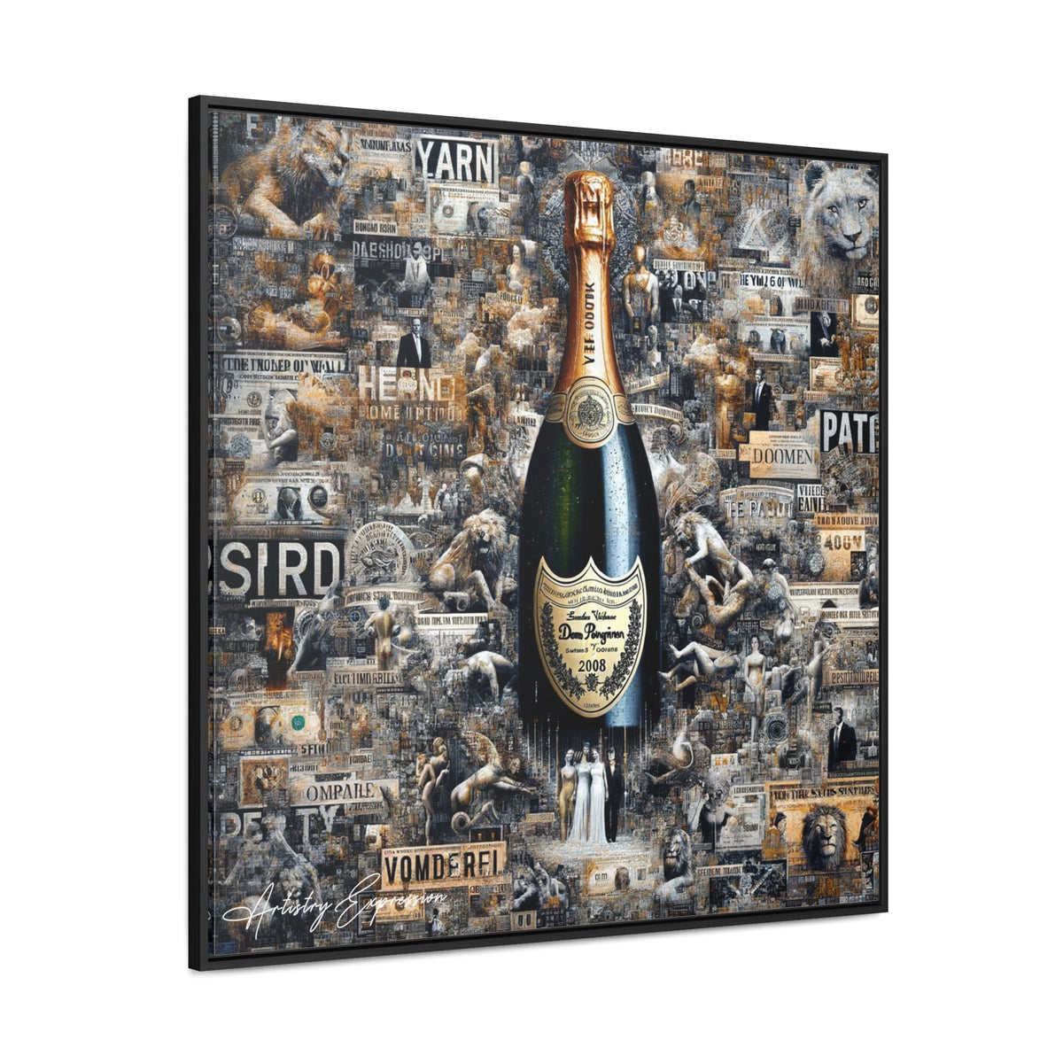 Champagne Dreams: Graffiti Fusion of Wealth and Celebration