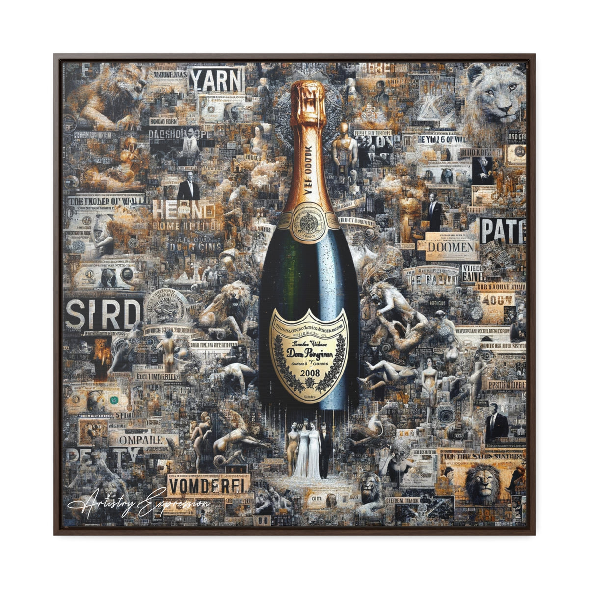 Champagne Dreams: Graffiti Fusion of Wealth and Celebration