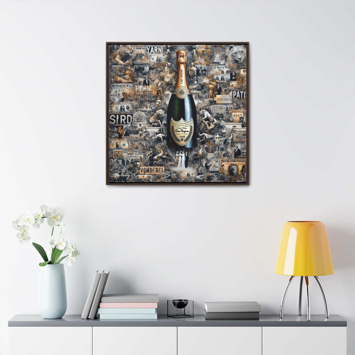 Champagne Dreams: Graffiti Fusion of Wealth and Celebration