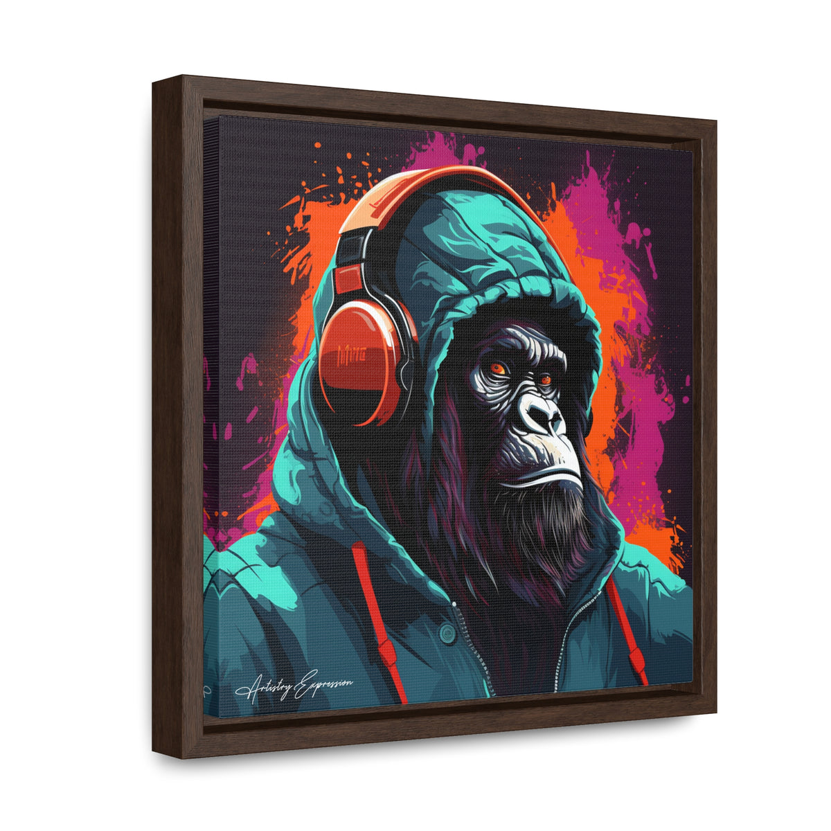 Graffiti Groove: Hooded Gorilla Jamming with Headphones