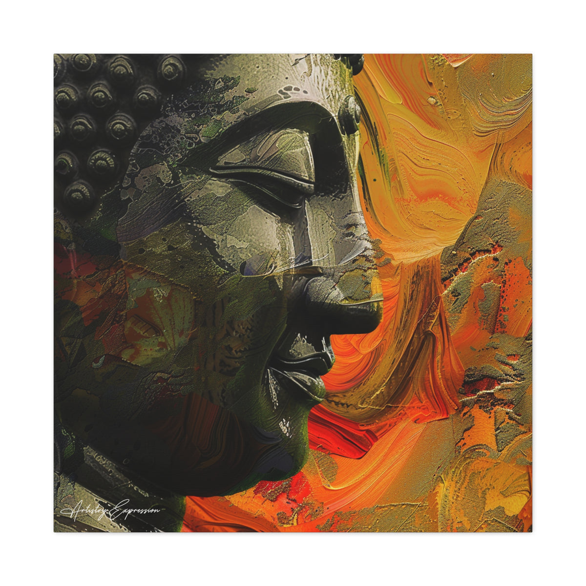 Tranquil Fusion: Modern Buddha Portrait