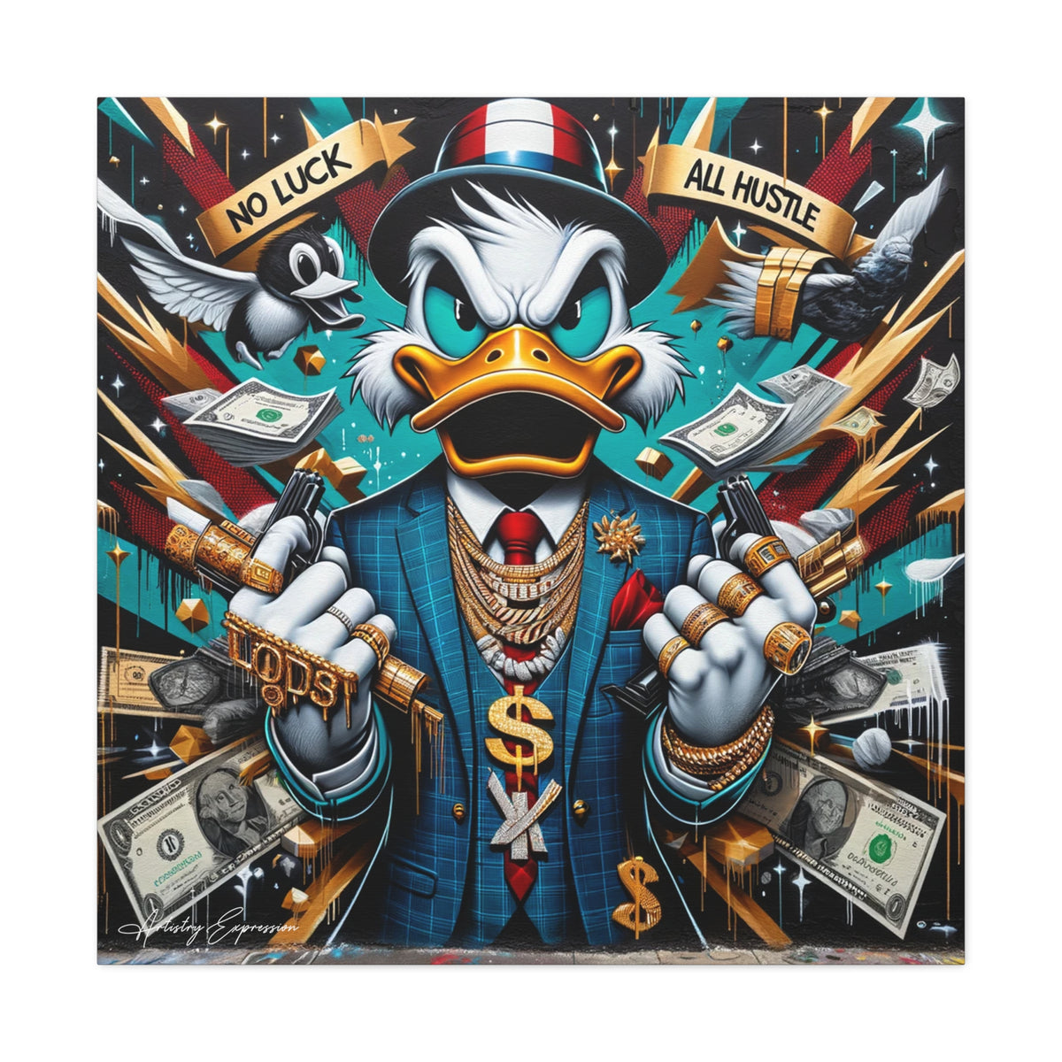 Graffiti Rebellion: Urban Canvas with Gangsta Donald Duck