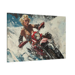 Arctic Vixen: Sleek Motorcycle in Snow