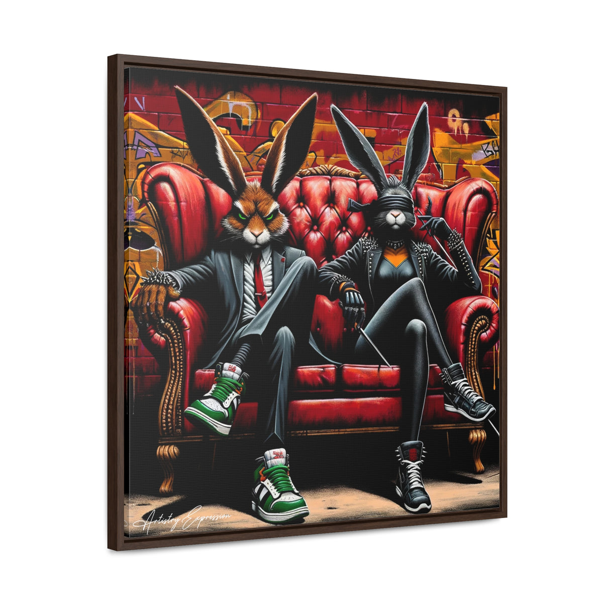 Bunny Street Style: Graffiti Mural of Urban Sophistication