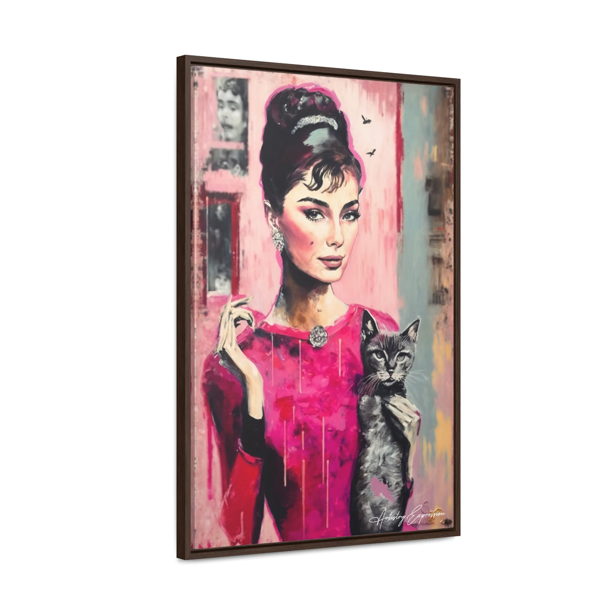 Chic Companionship: Audrey Hepburn's Portrait with a Cat