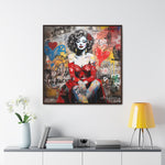 Graffiti Couture: Red-Dressed Lady in Urban Scene