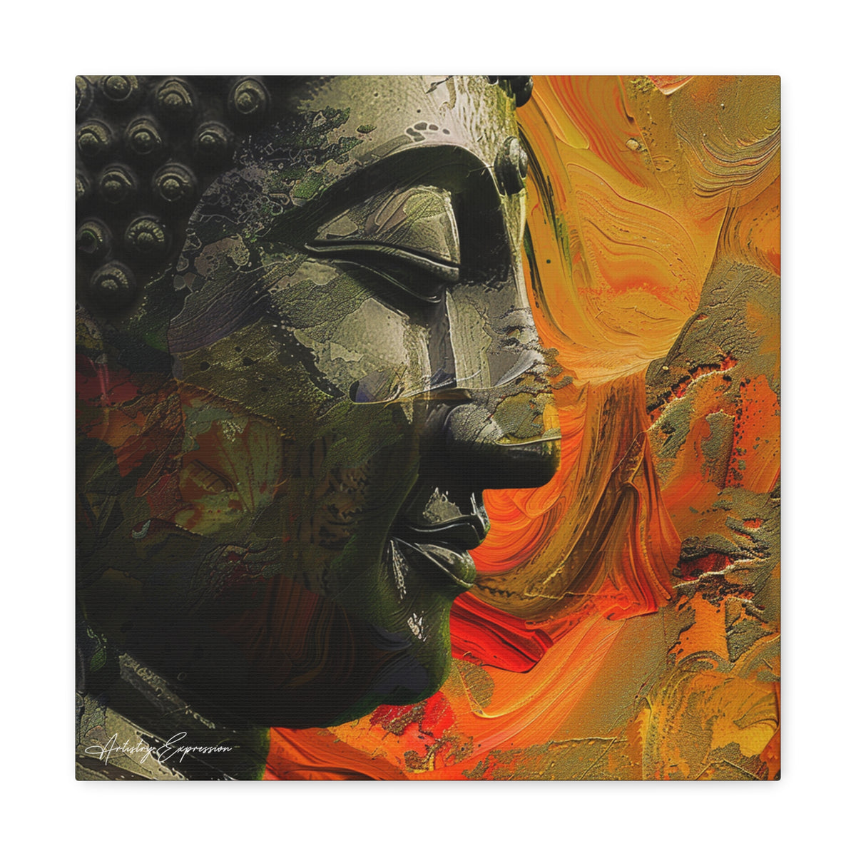Tranquil Fusion: Modern Buddha Portrait