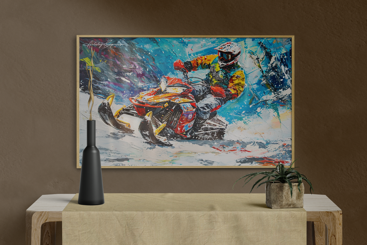 Snowmobiling Amidst Vivid Tones