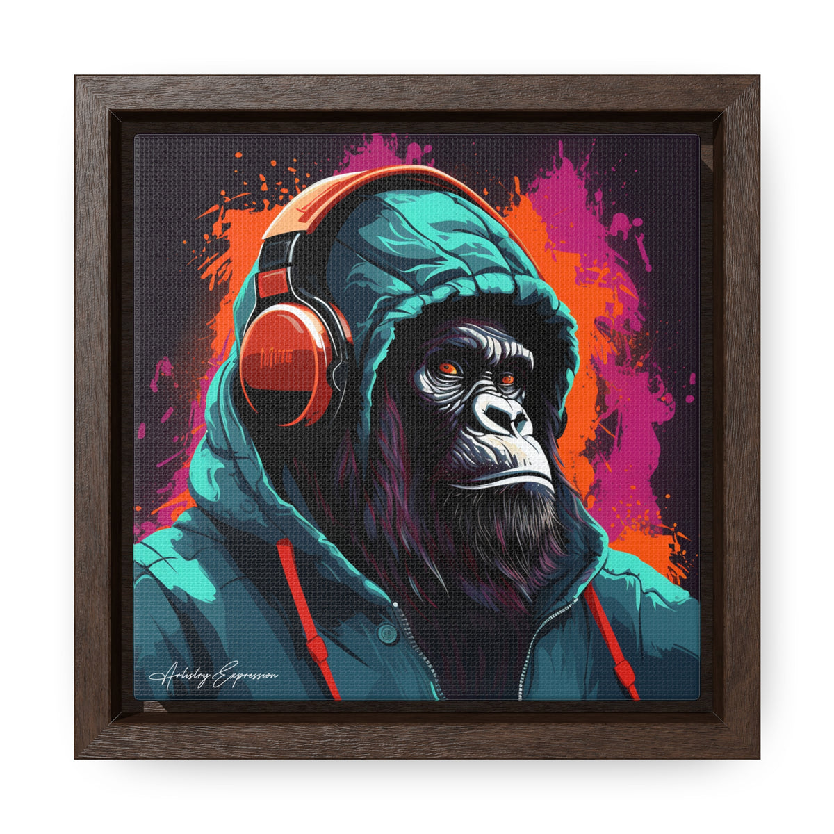 Graffiti Groove: Hooded Gorilla Jamming with Headphones
