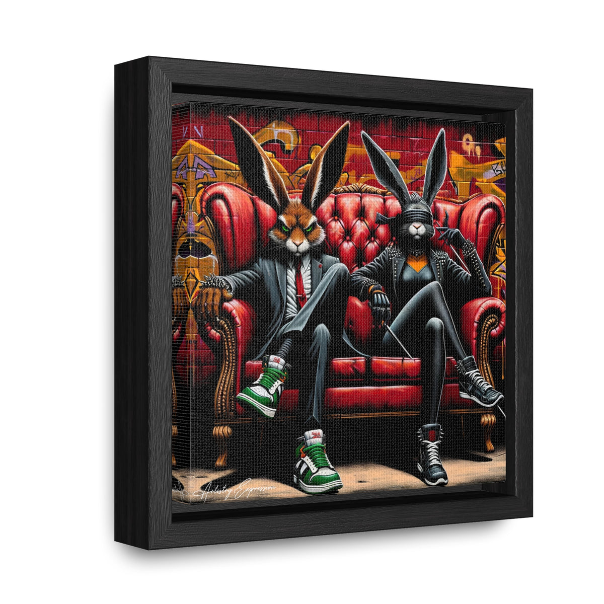 Bunny Street Style: Graffiti Mural of Urban Sophistication