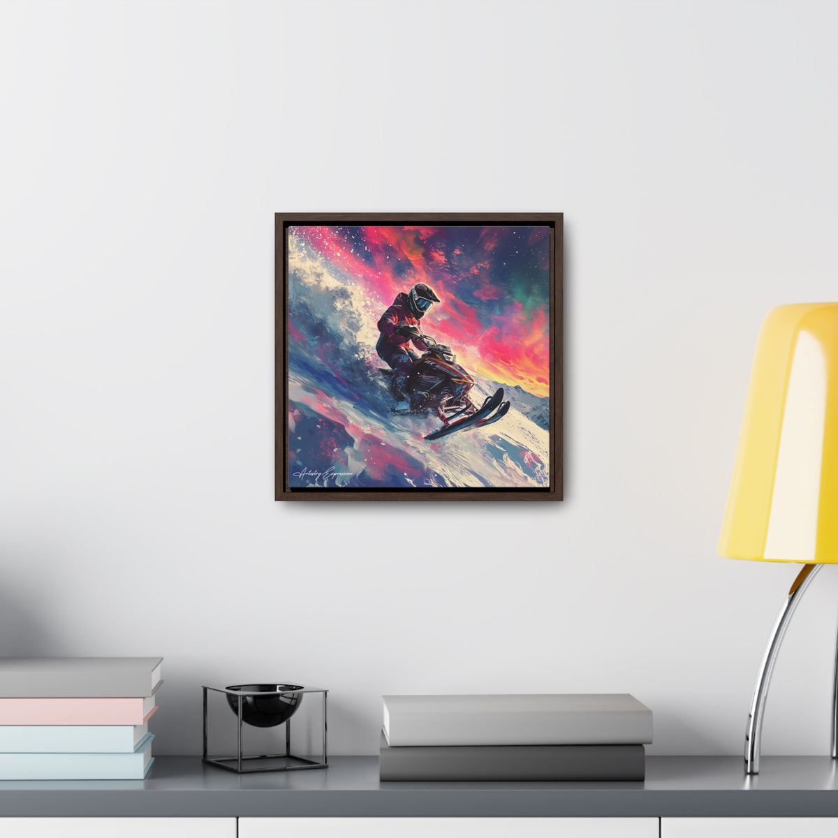 Snowscape Sprint: Snowmobile Dash in Color