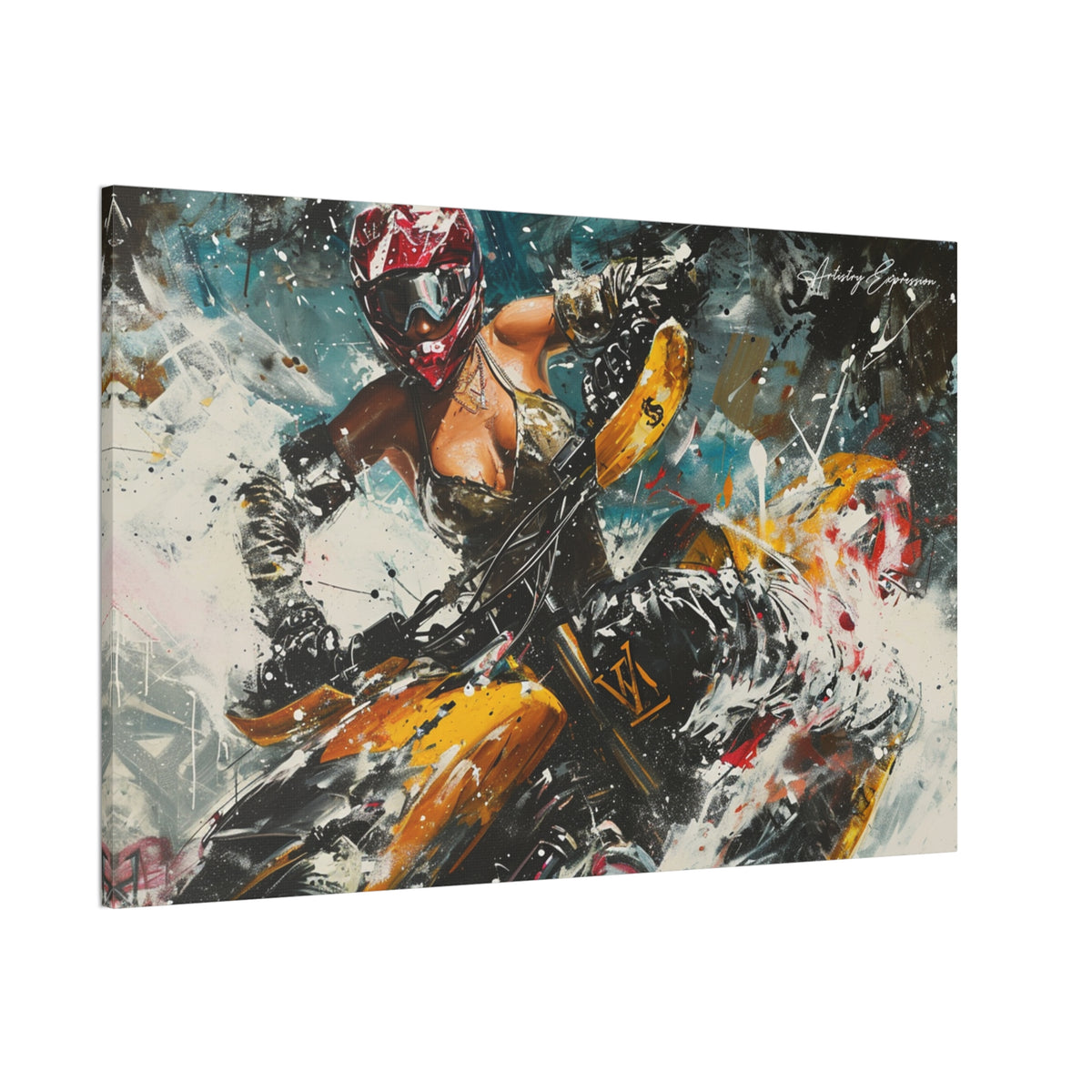 Snowbound Sensation: Vibrant Motorcycle Journey