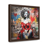 Graffiti Couture: Red-Dressed Lady in Urban Scene