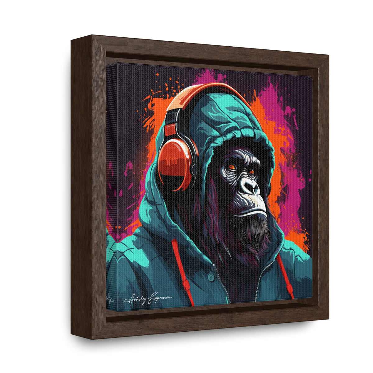 Graffiti Groove: Hooded Gorilla Jamming with Headphones