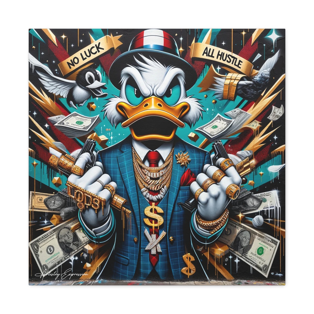 Graffiti Rebellion: Urban Canvas with Gangsta Donald Duck