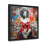 Graffiti Couture: Red-Dressed Lady in Urban Scene