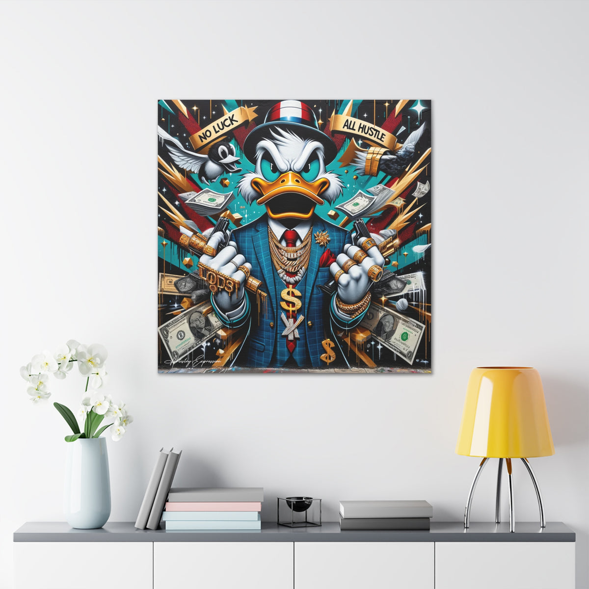 Graffiti Rebellion: Urban Canvas with Gangsta Donald Duck