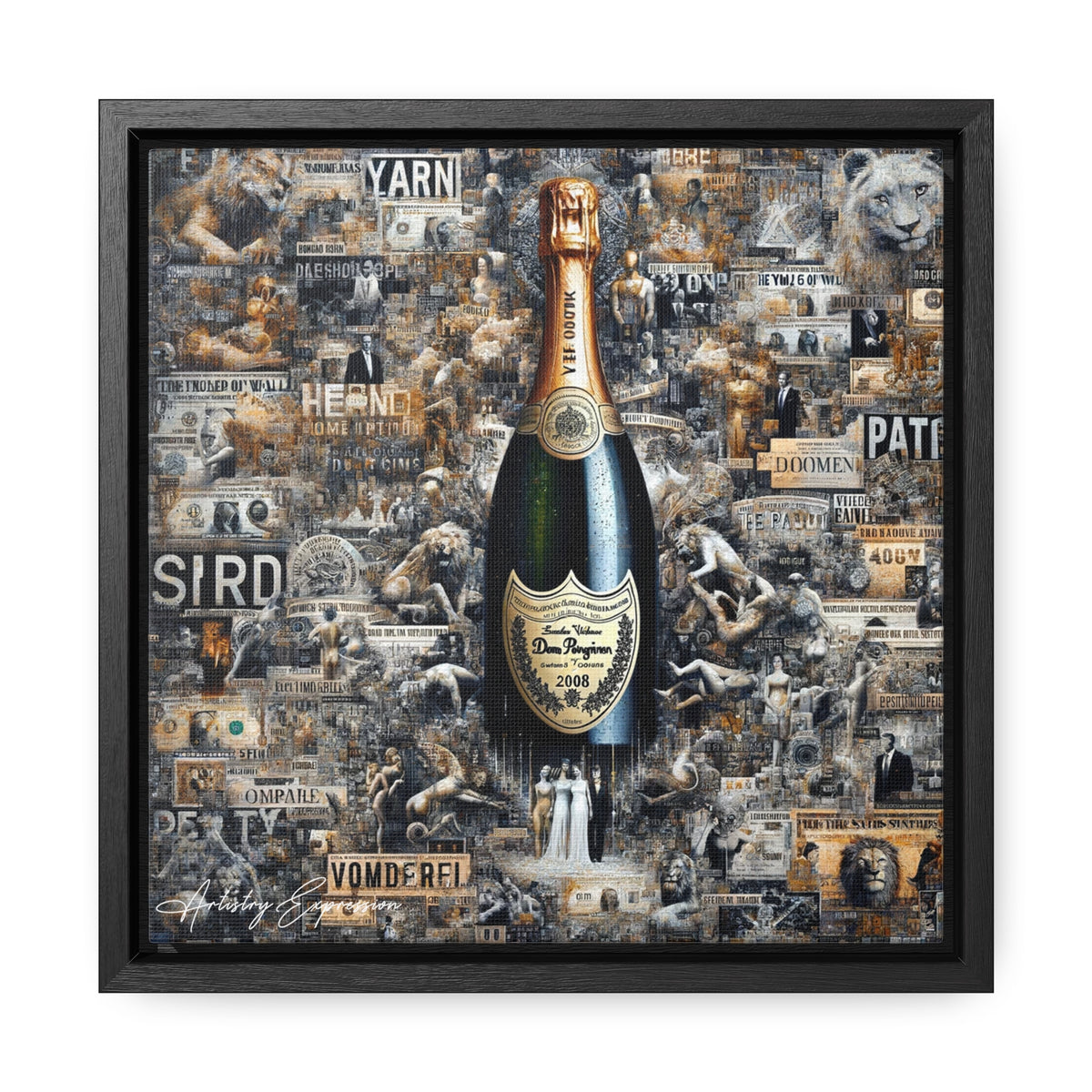 Champagne Dreams: Graffiti Fusion of Wealth and Celebration