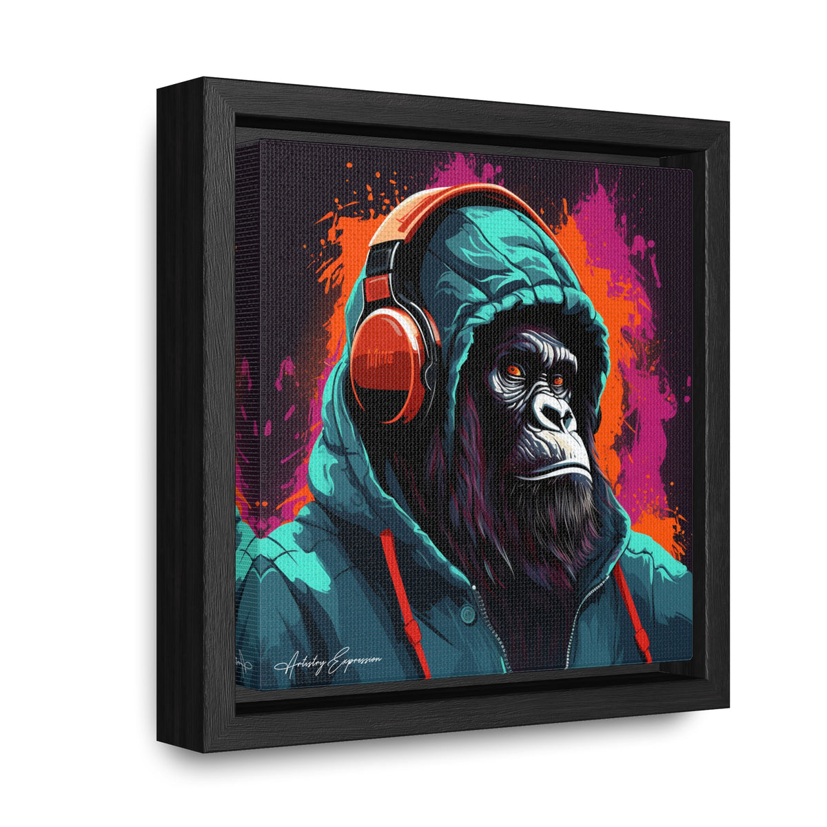 Graffiti Groove: Hooded Gorilla Jamming with Headphones