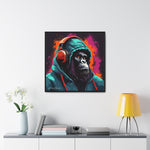Graffiti Groove: Hooded Gorilla Jamming with Headphones