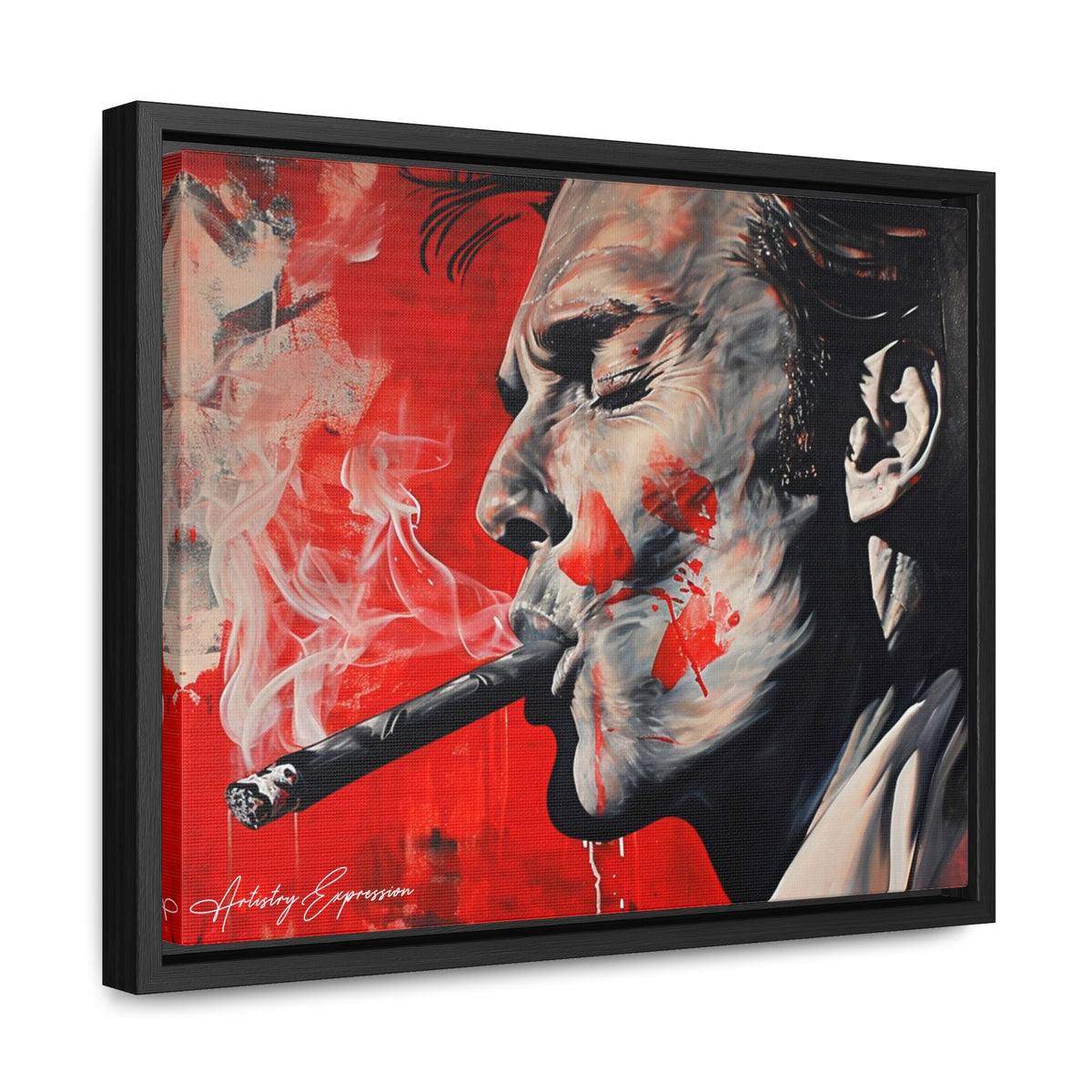 Portrait of a Man Smoking with Red Hues