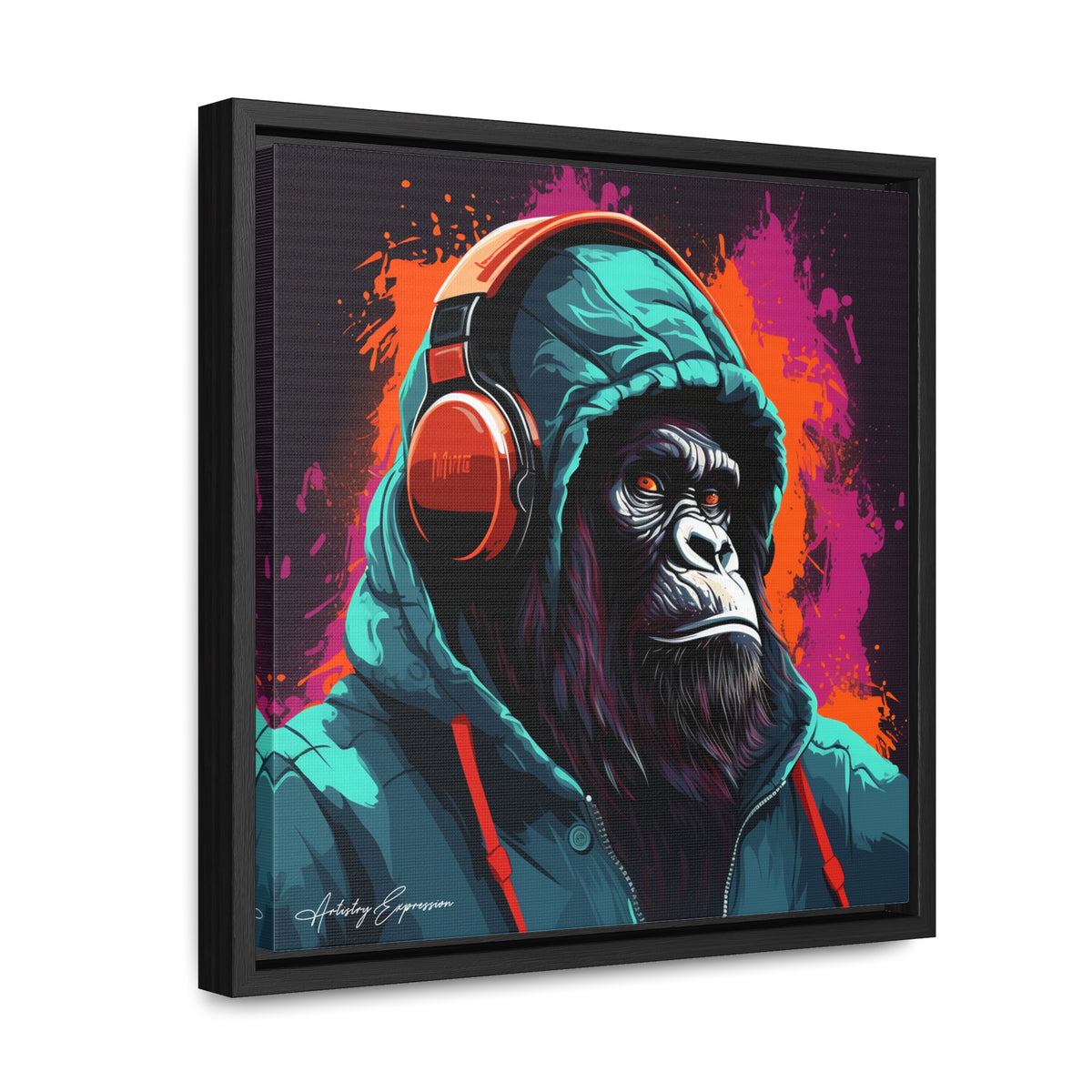 Graffiti Groove: Hooded Gorilla Jamming with Headphones
