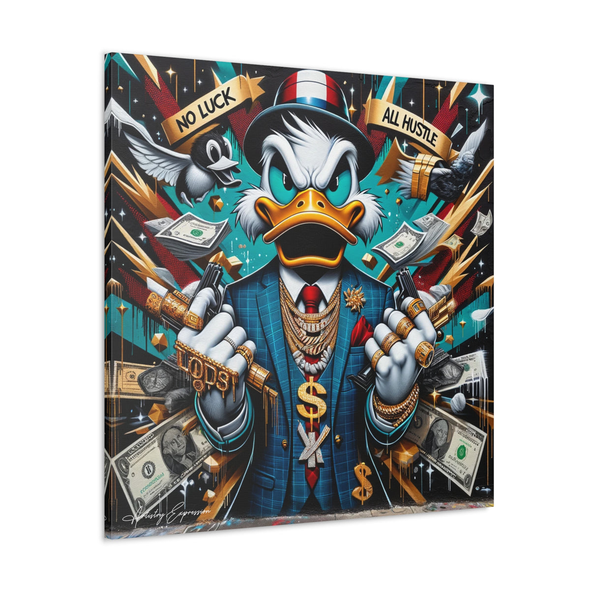 Graffiti Rebellion: Urban Canvas with Gangsta Donald Duck