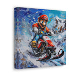 Colorful Blizzard Dash: Mario's Speedy Snowmobile