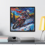 Snowy Velocity: Motorcycle in Full Color