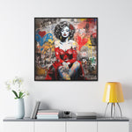 Graffiti Couture: Red-Dressed Lady in Urban Scene