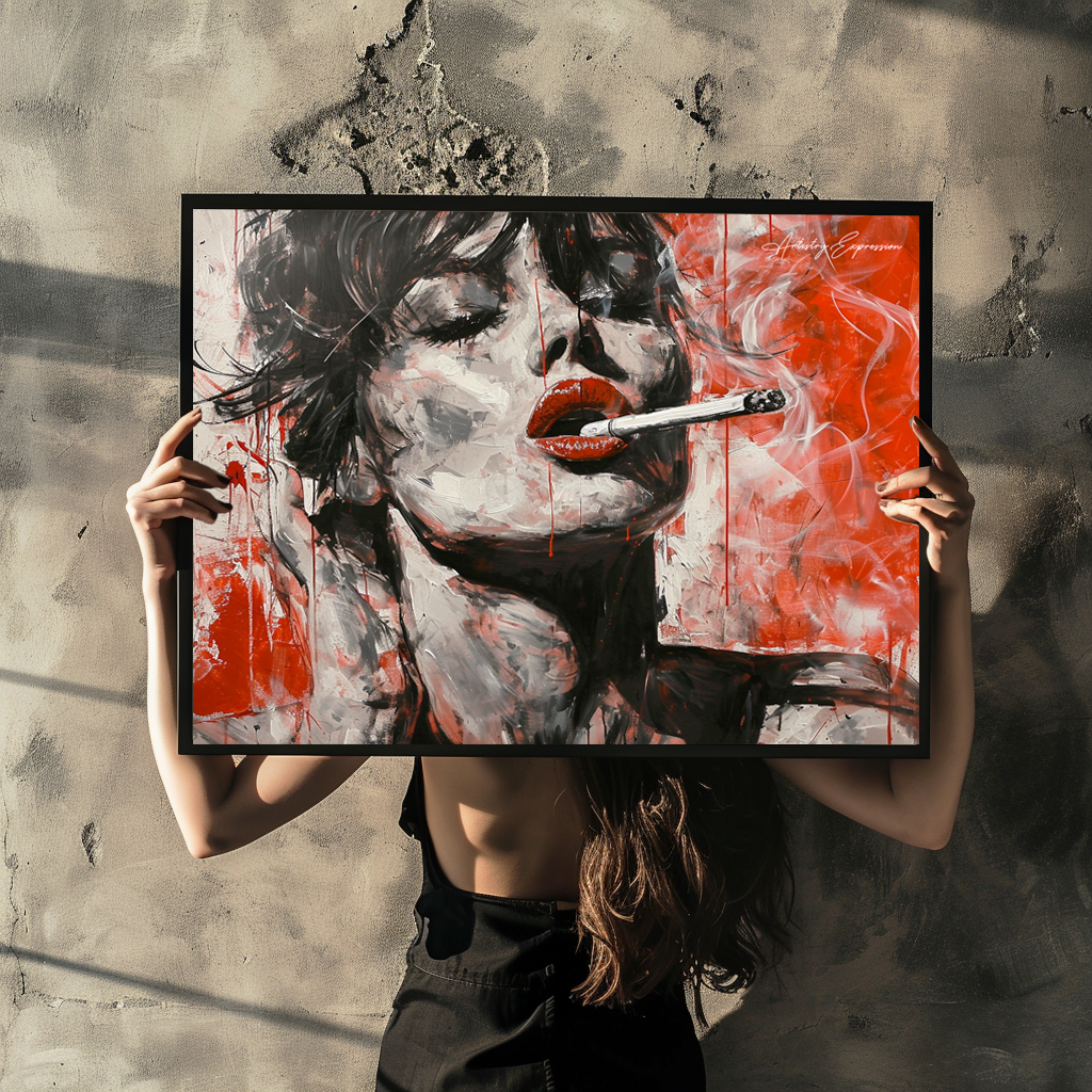 Crimson Charm: Beauty in Smoke