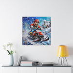 Colorful Blizzard Dash: Mario's Speedy Snowmobile