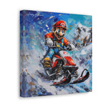 Colorful Blizzard Dash: Mario's Speedy Snowmobile