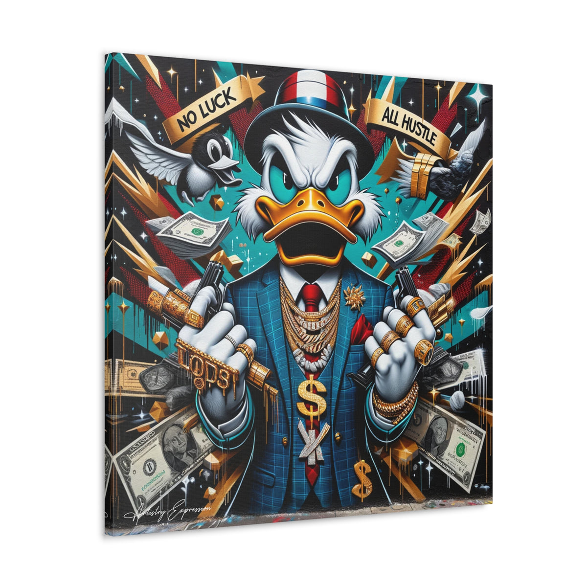 Graffiti Rebellion: Urban Canvas with Gangsta Donald Duck