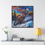 Snowy Velocity: Motorcycle in Full Color