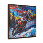 Snowy Velocity: Motorcycle in Full Color